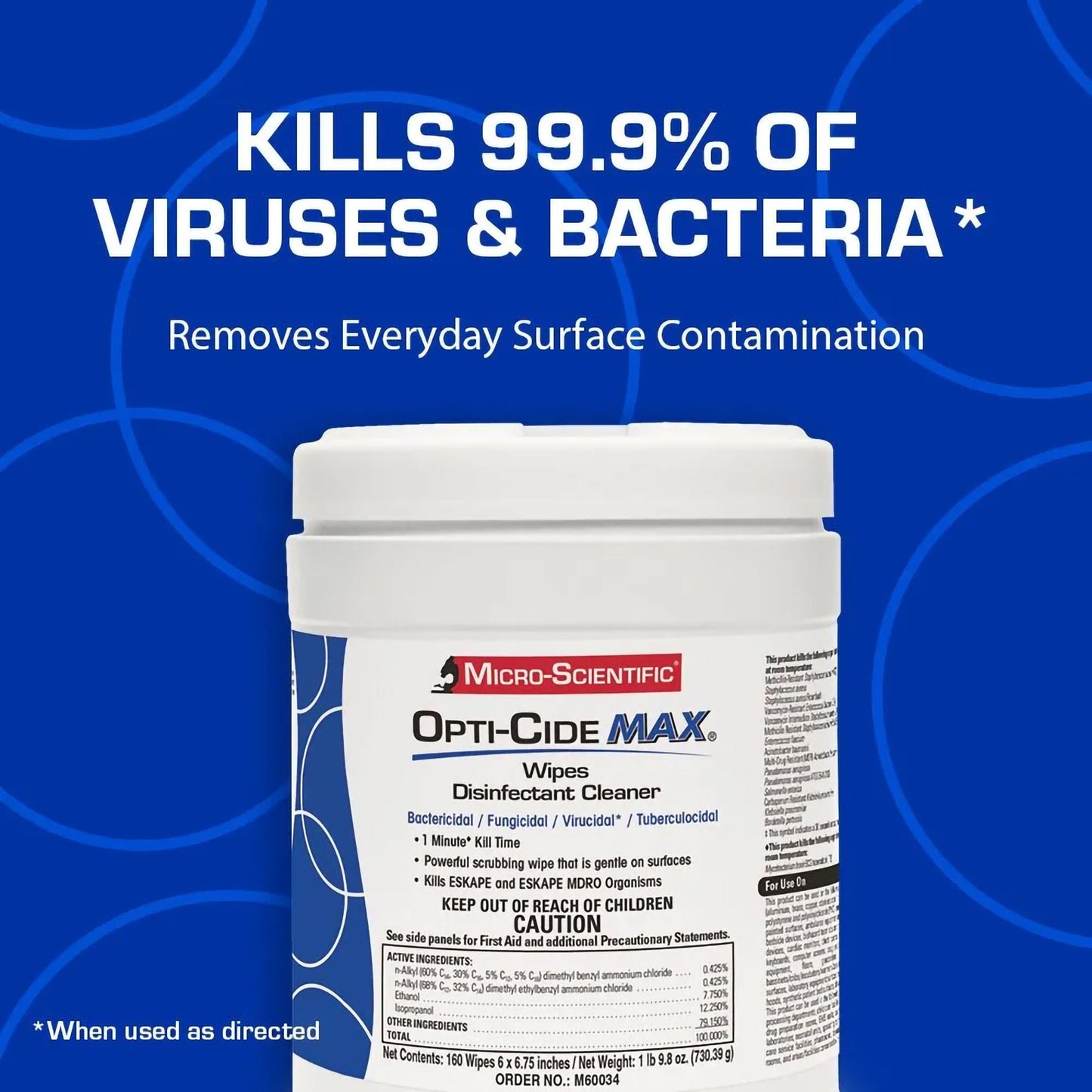WIPE, DISINFECTANT OPTI-CIDE MAX 6"X6 3/4" (160/CT 12CT/CS)