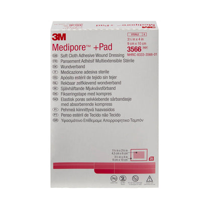 DRESSING, WND ADHSV MEDIPORE +PAD 3 1/2"X4" (25/BX)