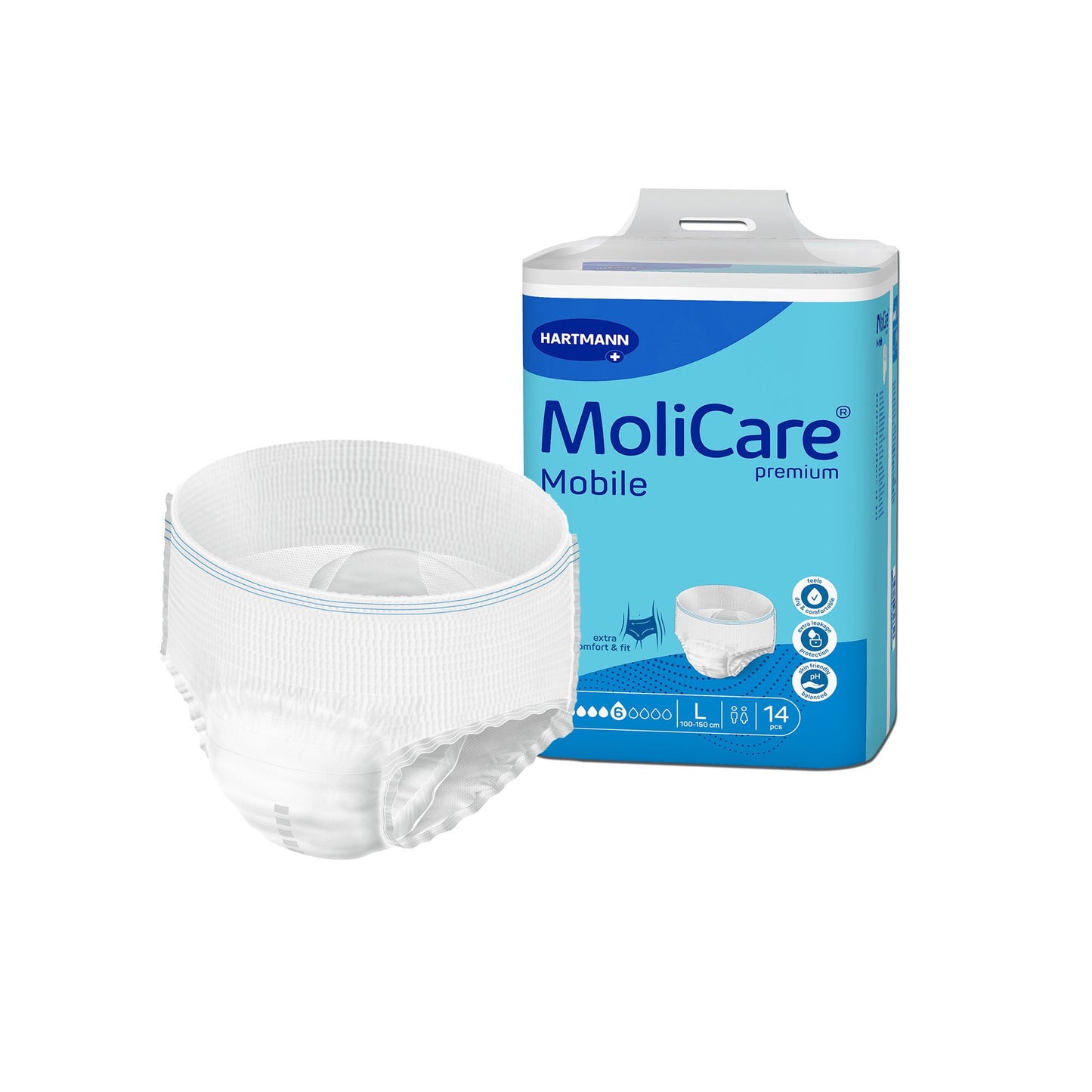 BRIEF, INCONT MOLICARE MOBILE HVY LG 39"-59" (14BG 4BG/CS)
