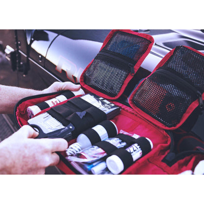 FIRST AID KIT, MYFAK LG PRO 200PC NYLON BAG RED 14X8.75X6"