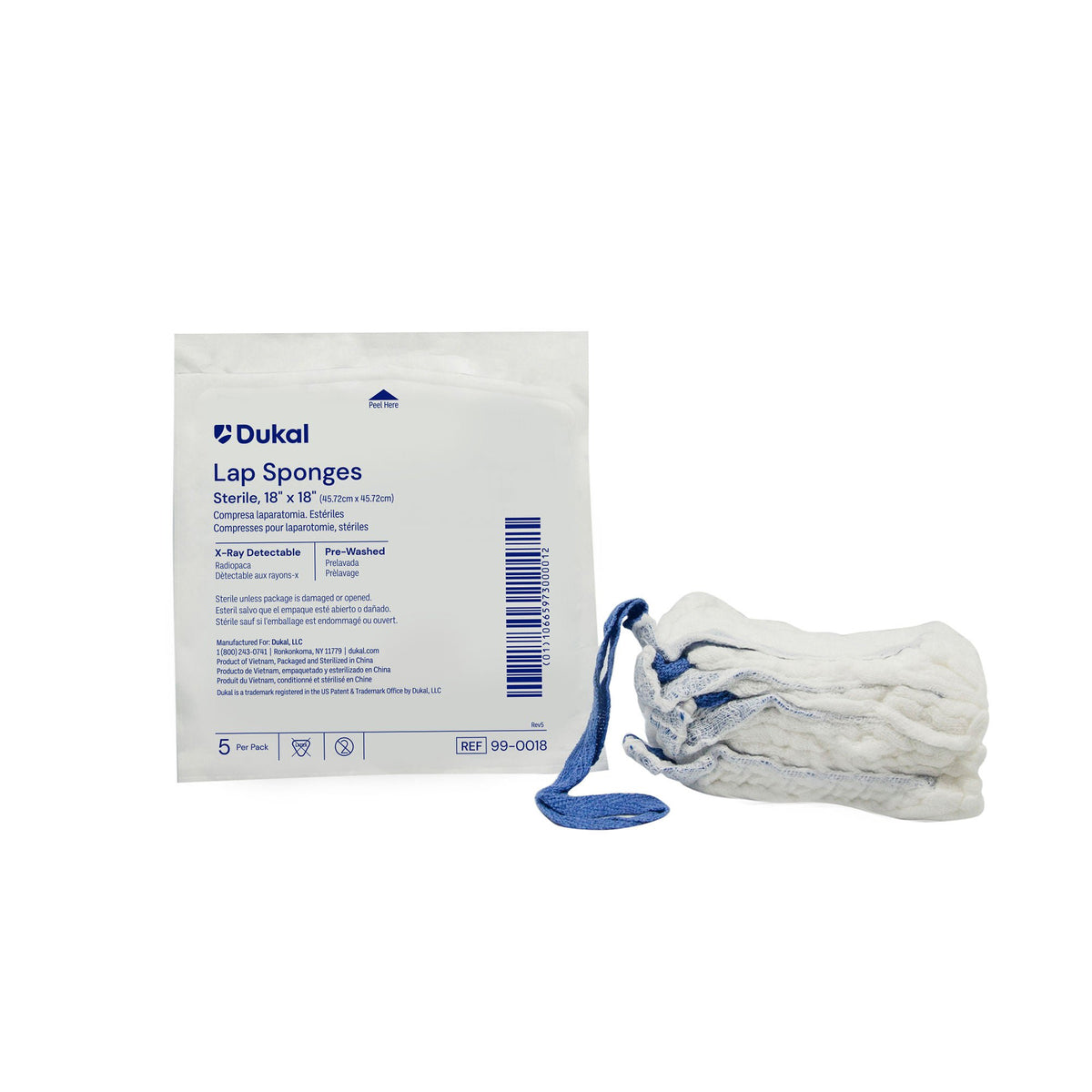 SPONGE, LAP STR 18X18 (5/PK 40PK/CS)