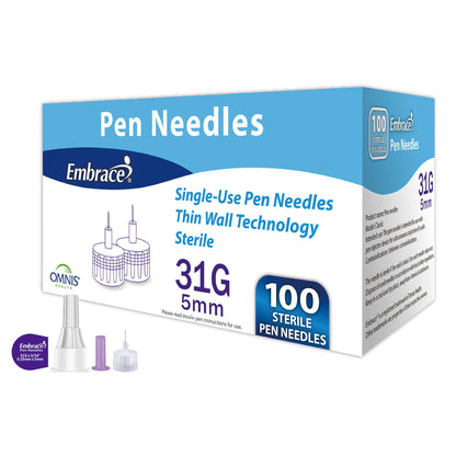 NEEDLE, PEN EMBRACE 31G/5MM (100/BX 20BX/CS)
