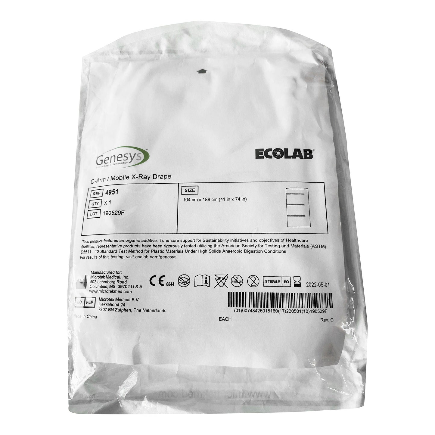DRAPE, X-RAY W/POLY STRAPS (20/CS) MICRTK