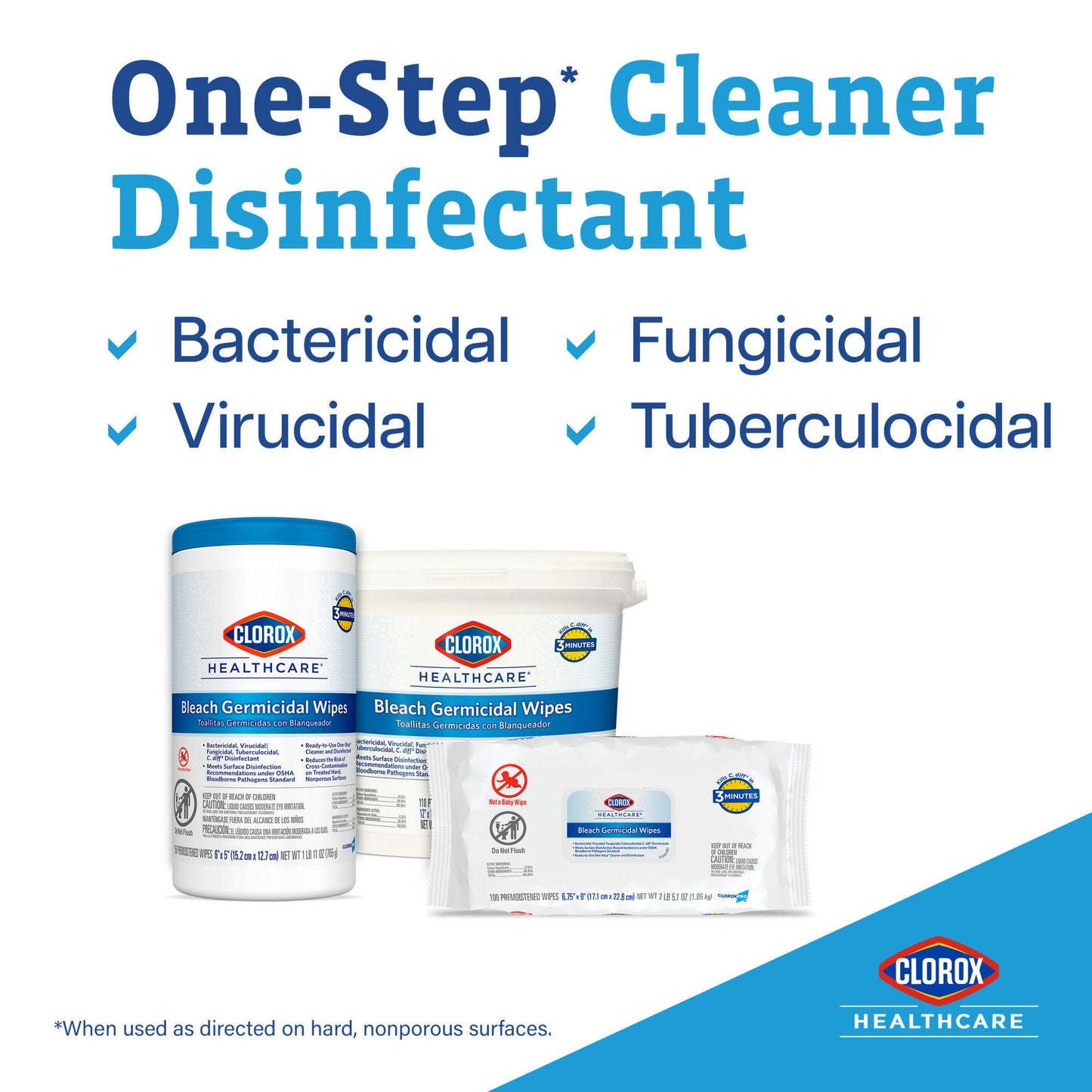 WIPE, CLOROX GERMICIDAL 5X6 (150/PK 6PK/CS) SALFLD