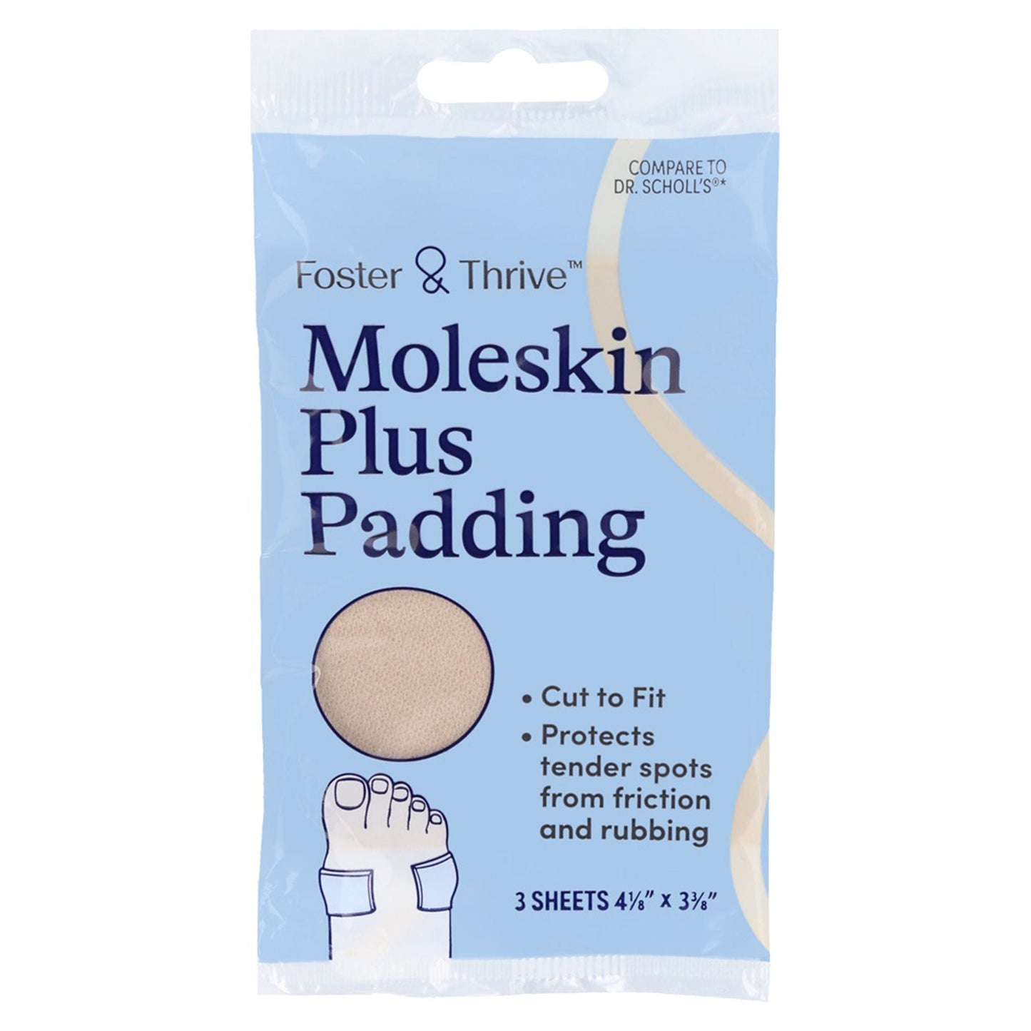 PADDING, MOLESKIN PLUS FT 4 1/8"X3 3/8" (3/PK)