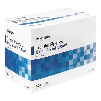 PIPETTE, TRANS 3.4ML DRAW 5ML (500/BX 10BX/CS)
