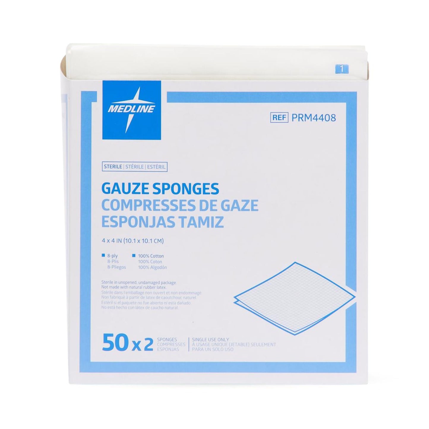 Caring® Sterile Gauze Sponge, 4 x 4 Inch, 8-Ply