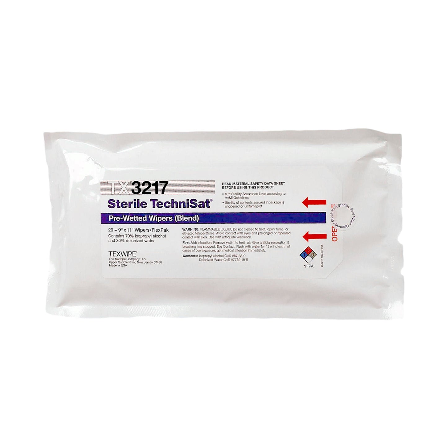 WIPE, PRE-WETTED TECHNISAT STR70% IPA 9"X11" (20/PK 24PK/CS