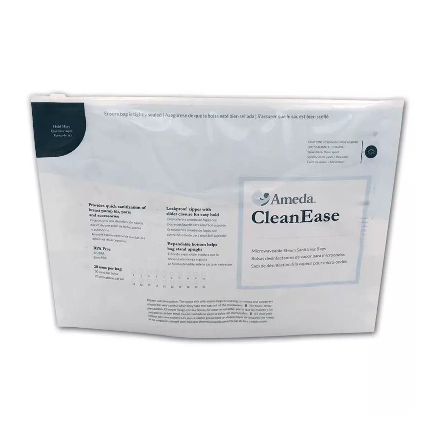 BAG, STEAM SANITIZING MICROWAVEABLE 1"X4.5"X12" (7/EA)