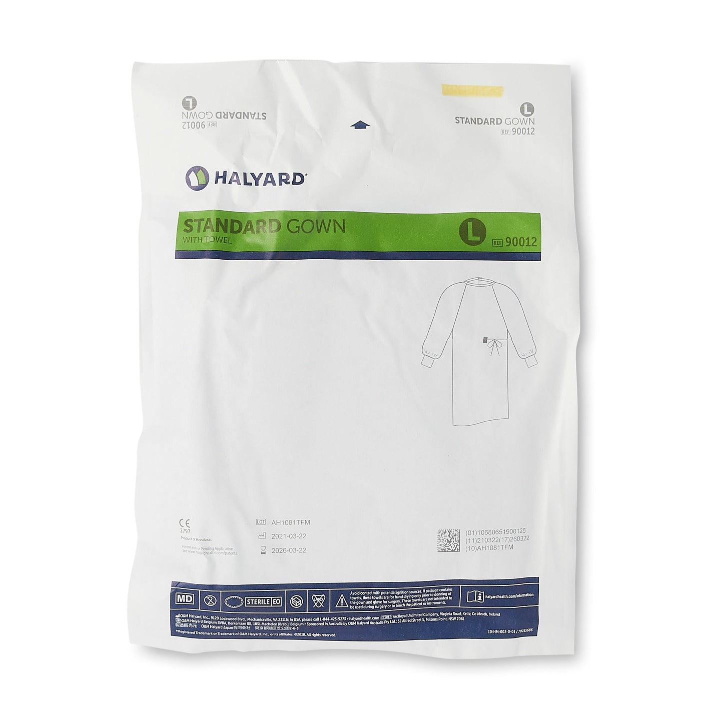 GOWN, SURG STD W/TWL STR LG (36/CS)