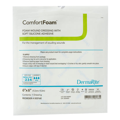 DRESSING, WND ADH W/O BORDER SOFT SIL FM 6X6" (10/BX)