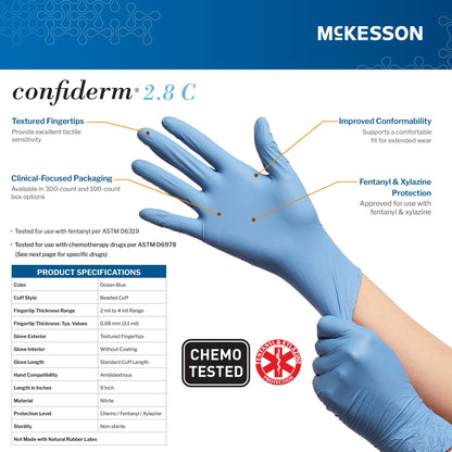 GLOVE, EXAM NITRL XSM N/S CONFIDERM 2.8C (100/BX 10BX/CS)