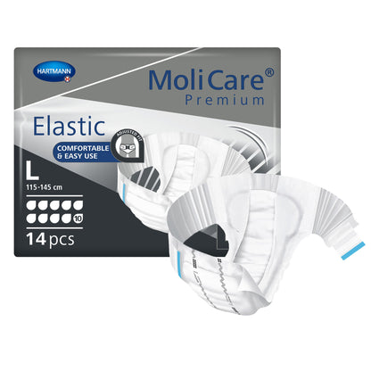 BRIEF, MOLICARE PREMIUM ELASTIC 10D LG (14/PK 4PK/CS)