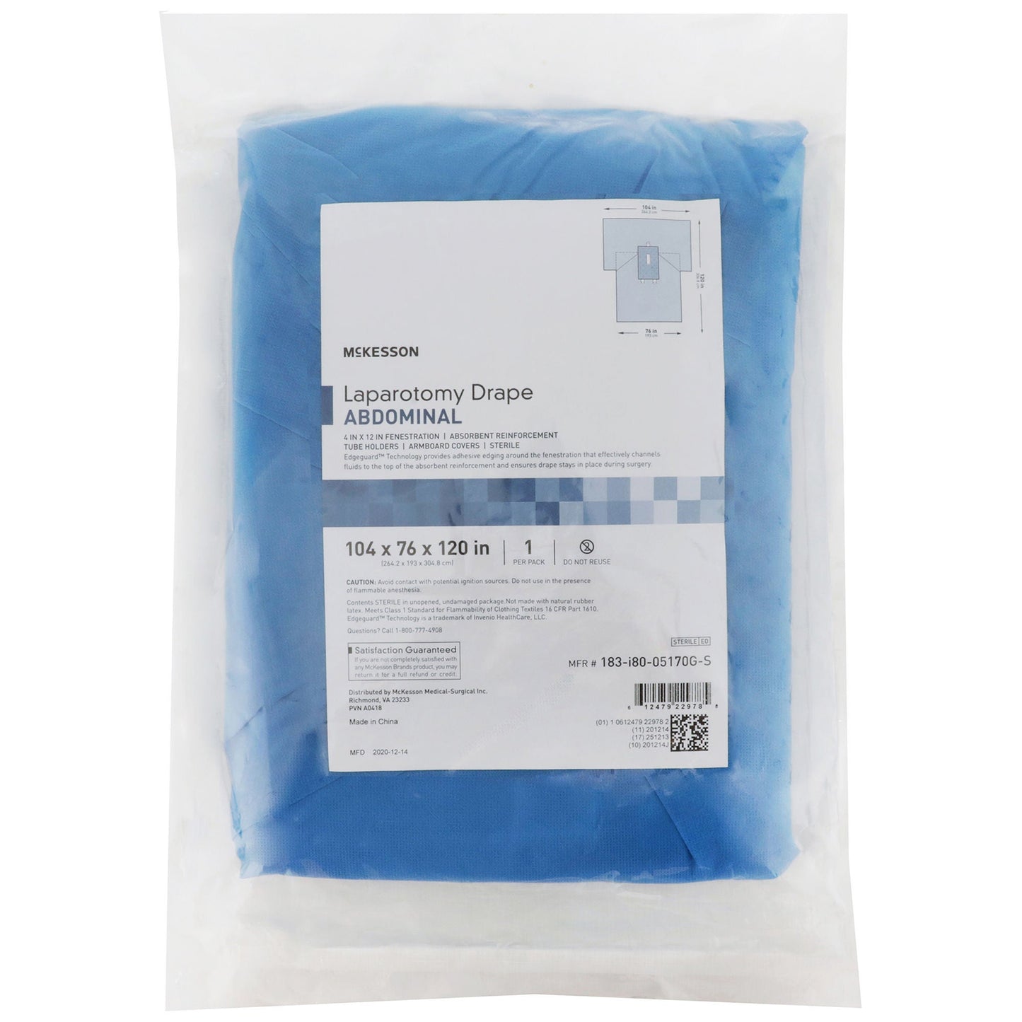 DRAPE, SURGICAL LAP STR 104"X76"X120" (13/CS)