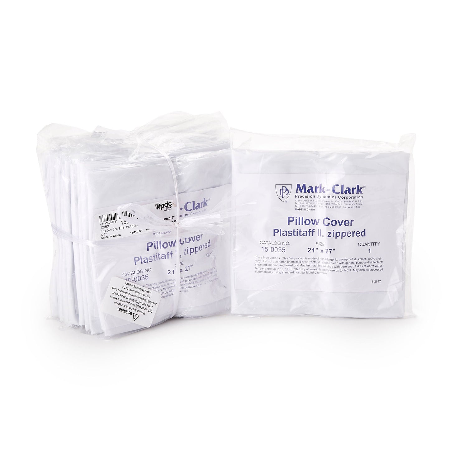 COVER, PILLOW ZIPPER 21"X27" 4MIL WHT (12/CS) PREDYN