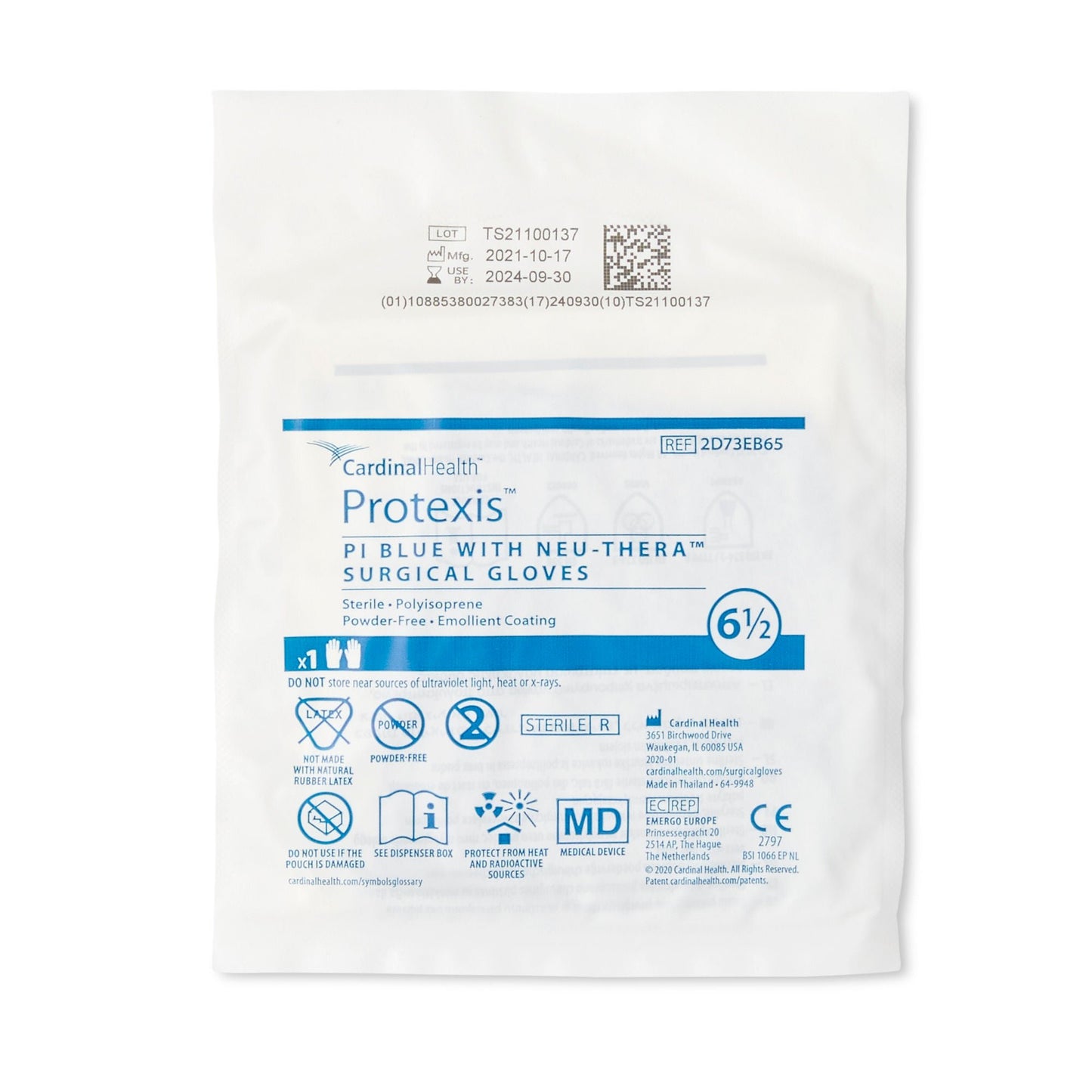 GLOVE, SURG PLYISO 6.5 STR2 SMTH NEUTHERA (50PR/BX 4BX/CS)