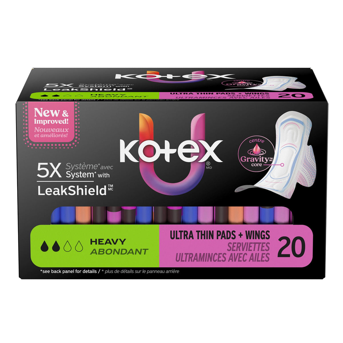 PAD, KOTEX PREM ULTRATHIN HVY WING CORE (20/PK 8PK/CS)