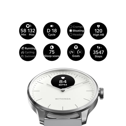 SMARTWATCH, HEALTH HYBRID DAILY SCANWATCH-LIGHT WHT 37MM