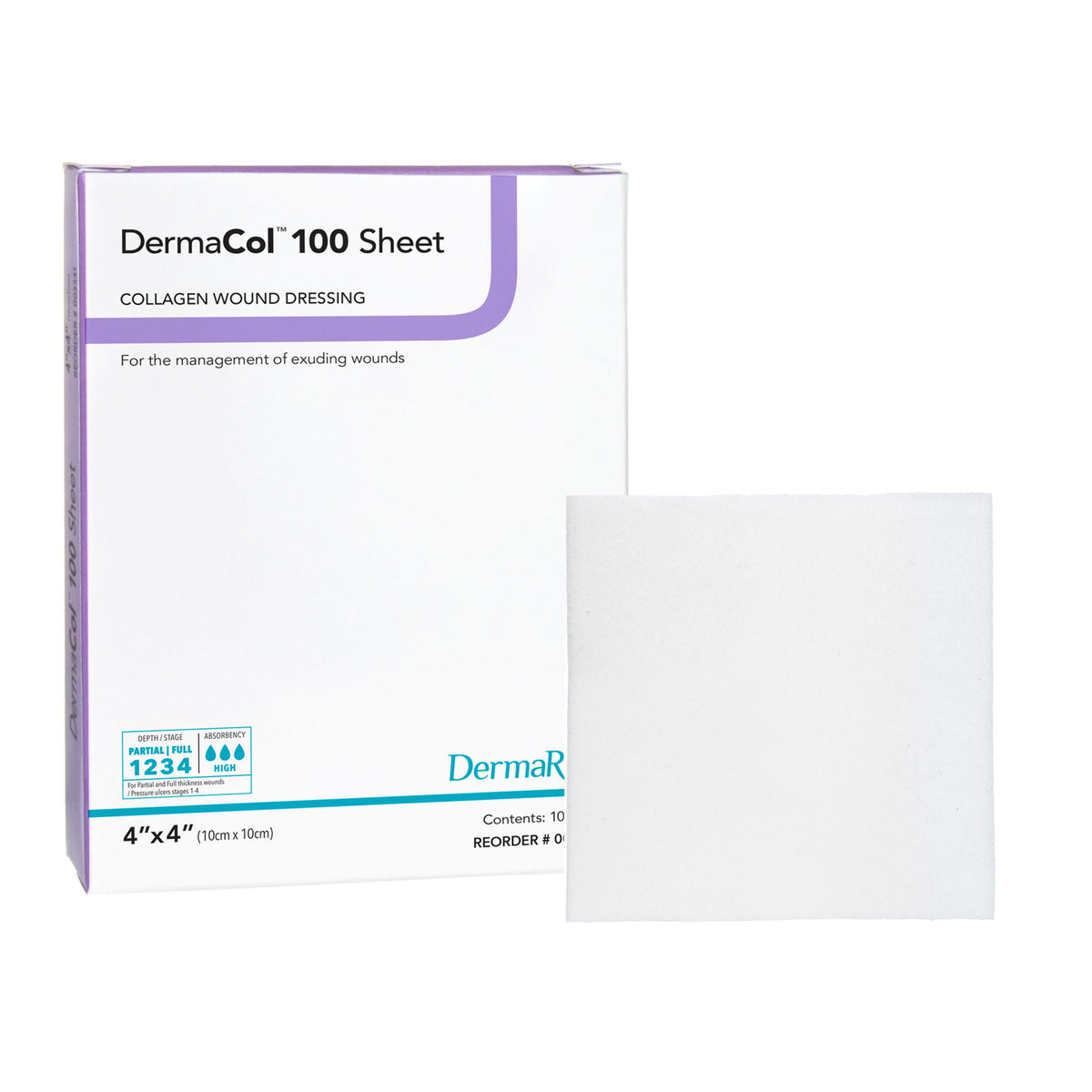 DRESSING, WOUND DERMACOL W/COLLAGEN 4"X4" (10/BX)
