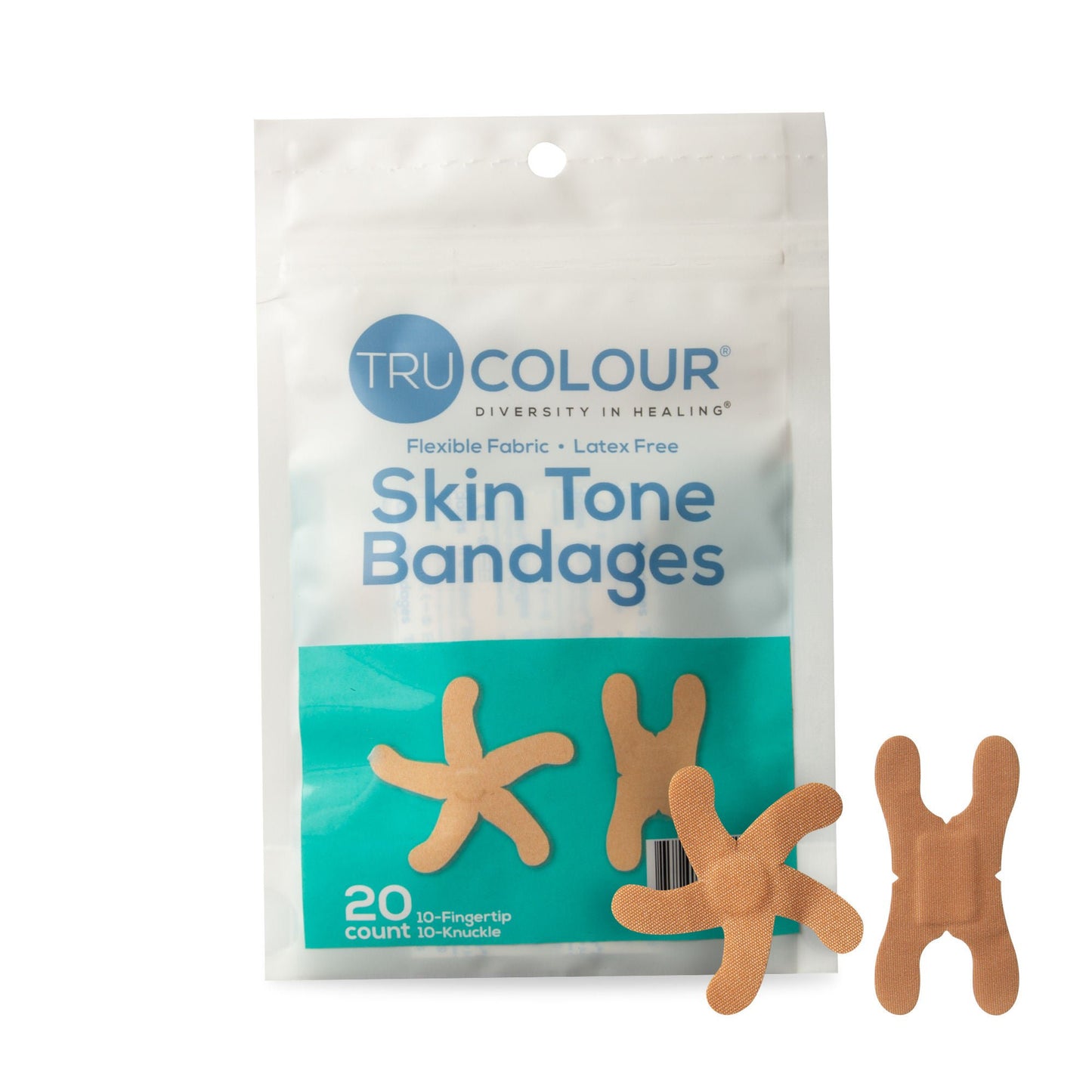 BANDAGE, KNUCKLE ADH TRU-COLOUR BGE ASTD (20/PK 50PK/CS)