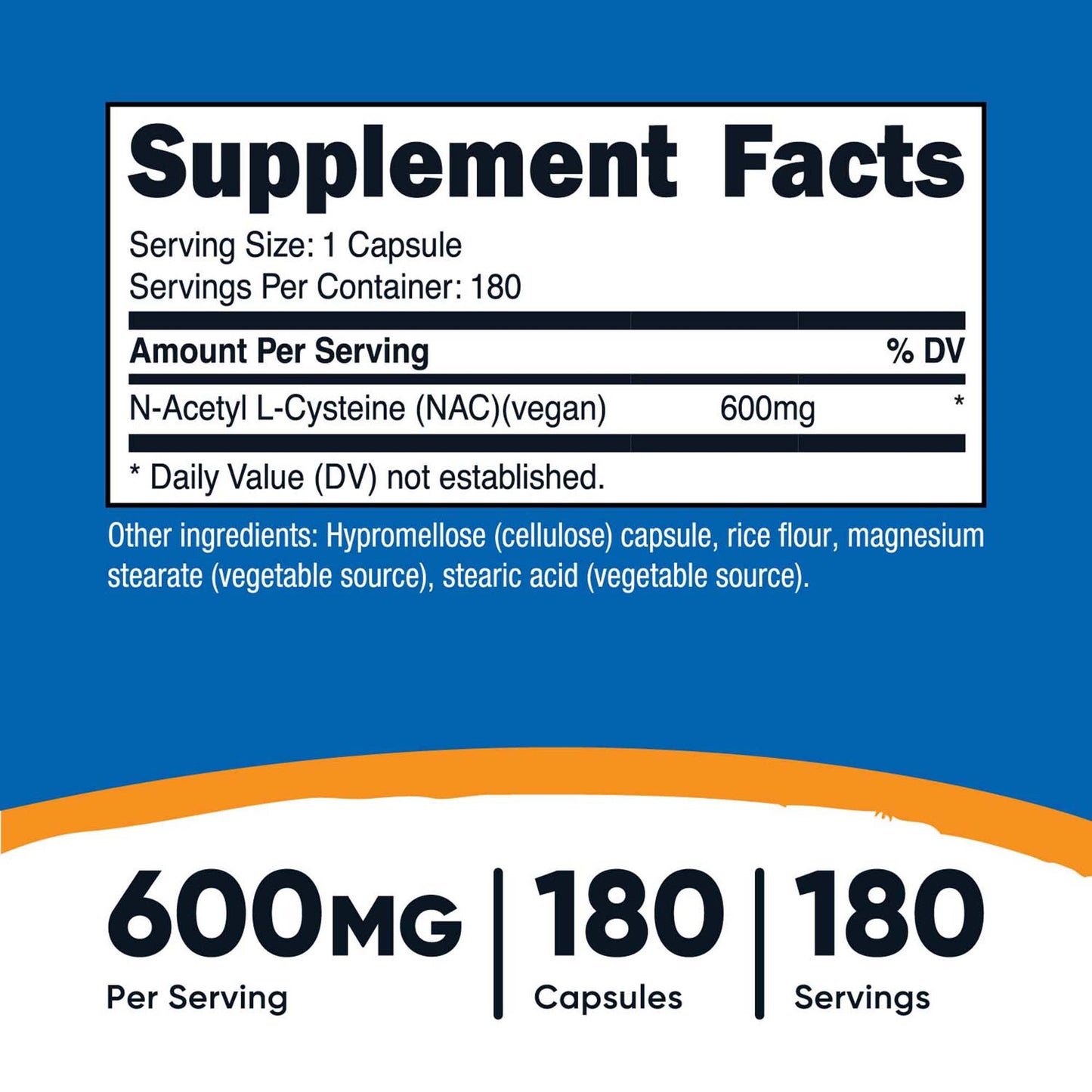 VITAMIN, CAP N-ACETYL L-CYSTEINE NAC 600MG (180/BT 12BT/CS)