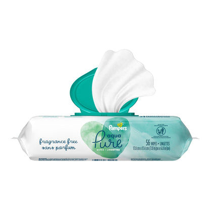 WIPE, PAMPERS AQUA PURE 56X2 (112/PK 4PK/CS)