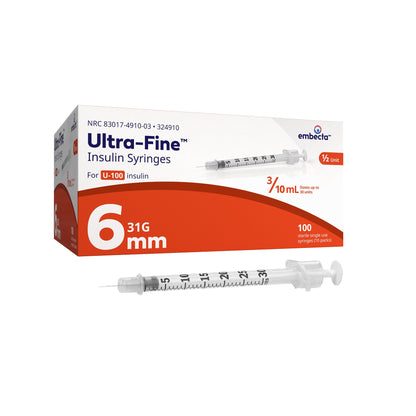 SYRINGE/NDL, INSULIN .3ML 31GX6MM (100/BX 5BX/CS) BD