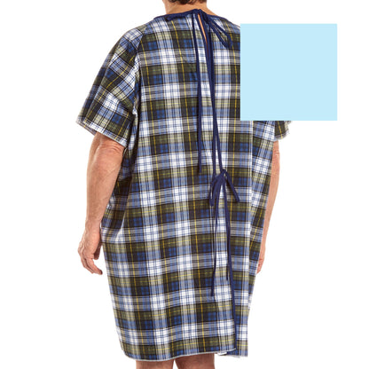 GOWN PATIENT ADLT BLUE TIE-BACK 50/50 CTN/POLY