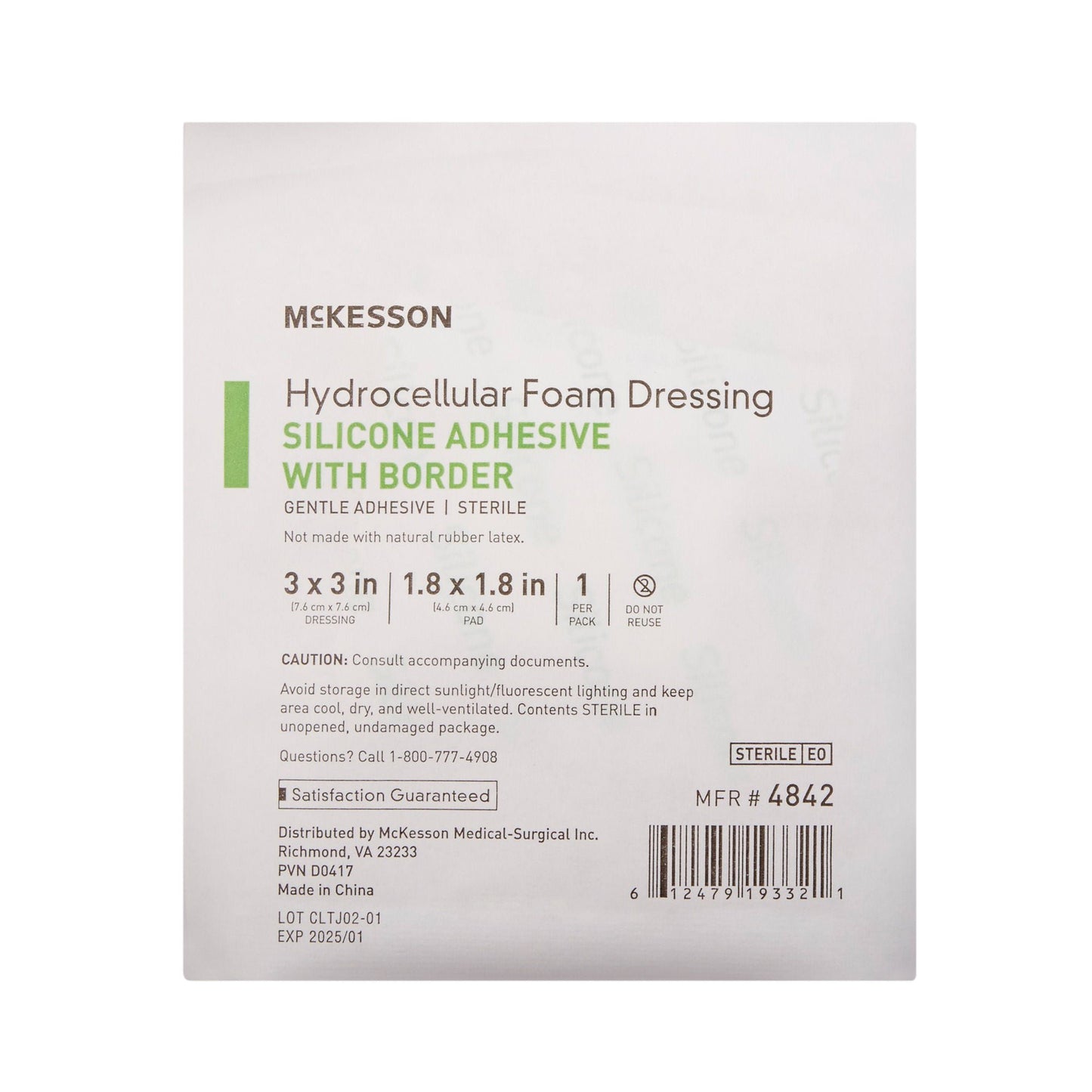 FOAM, ADH SIL W/BORDER 3"X3" (10/BX 20BX/CS)