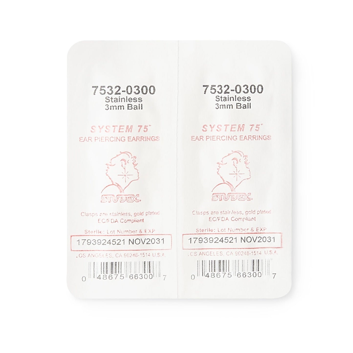 EARSTUD, BALL 3MM STAINLESS STEEL