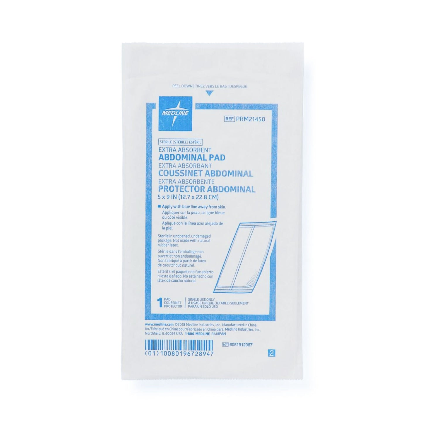 PAD, CARING ABDN COMBINE STR 5"X9" (25/BX 16BX/CS