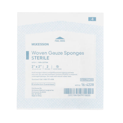SPONGE, GAUZE 8PLY STR 2"X2" (2/PK 50PK/BX 30BX/CS)