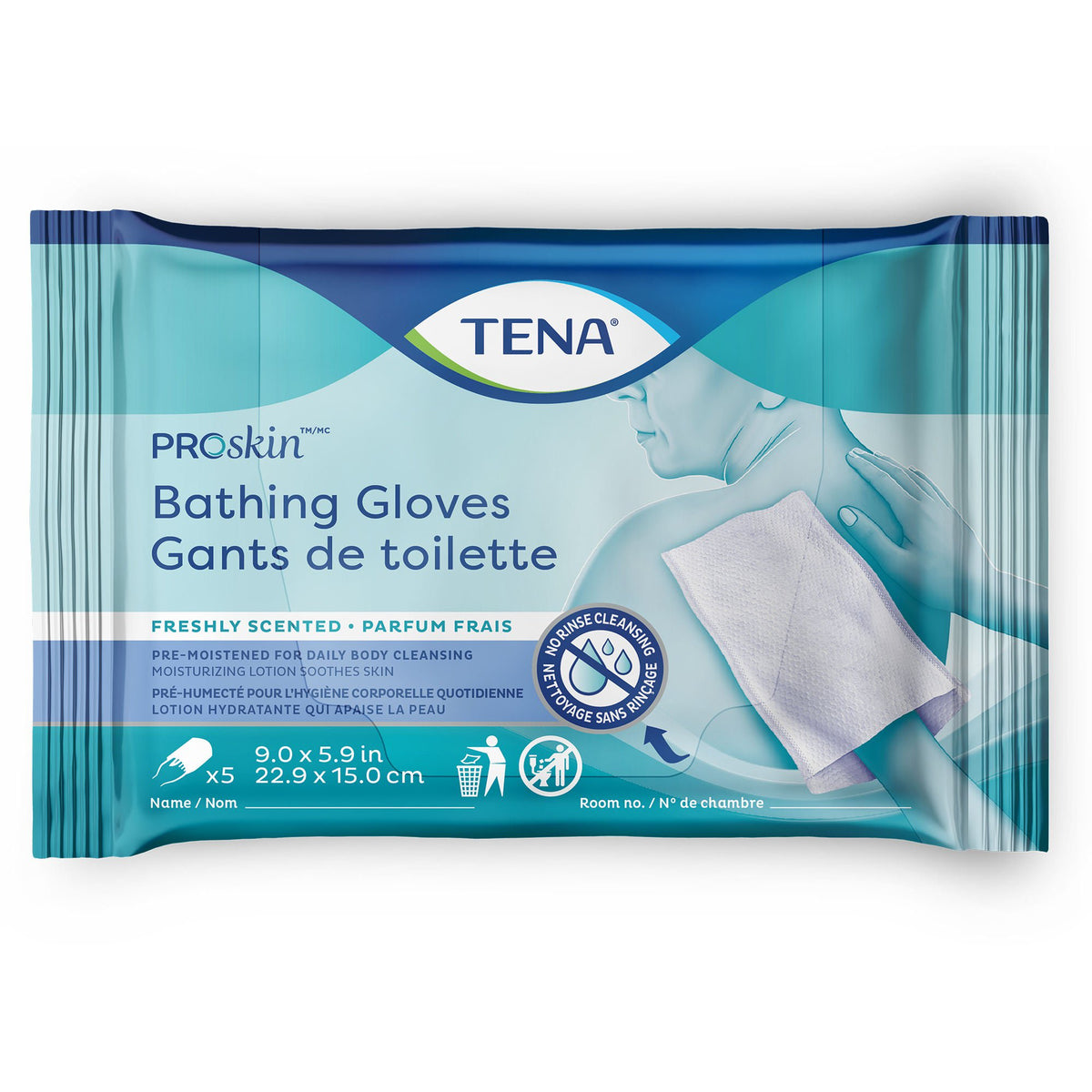 GLOVE, BATHING PROSKIN TENA SCENTED (5/PK 45PK/CS)