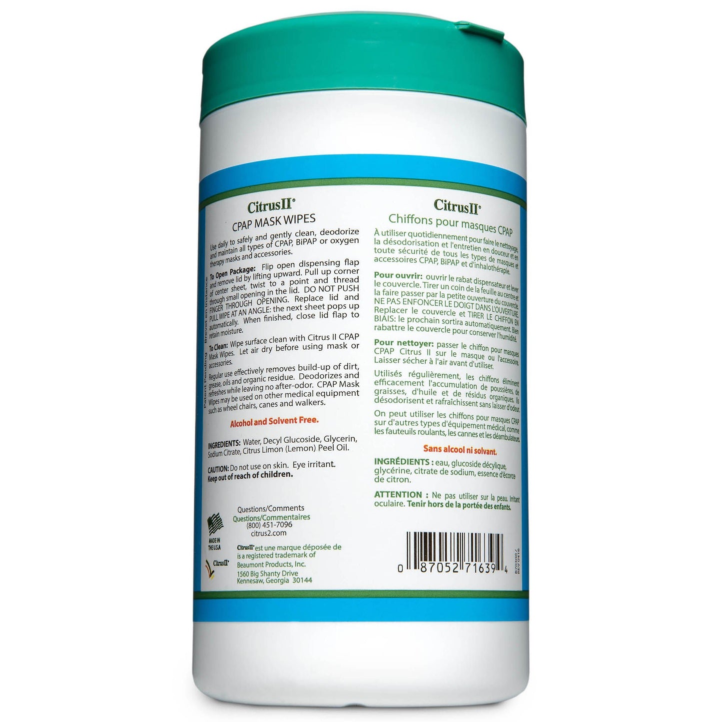 WIPE, CPAP CITRS II 7.5OZ (12/CS)