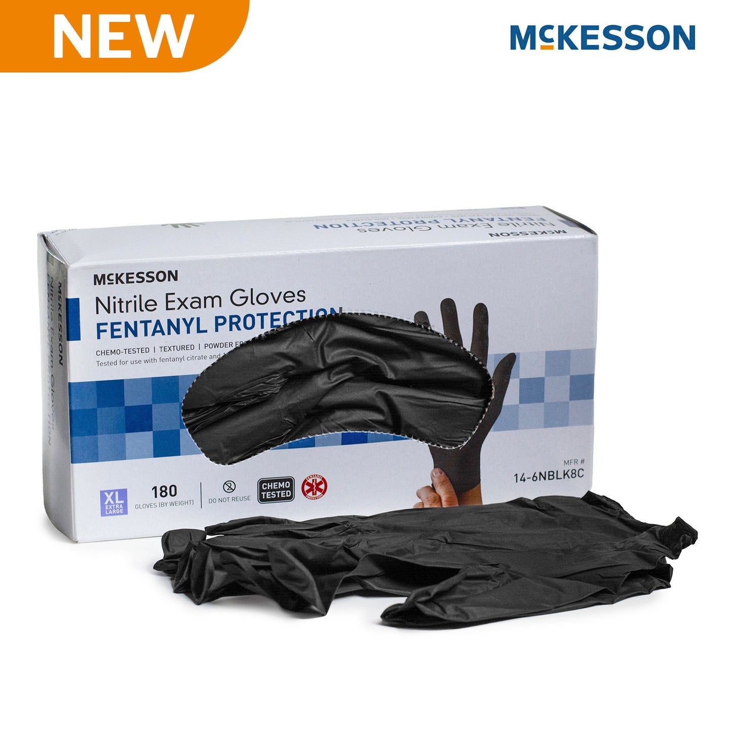 GLOVE, EXAM NTRL XLG N/S CHEMO BLK (180/BX 10BX/CS)