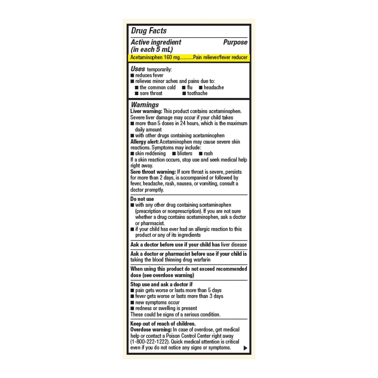 ACETAMINOPHEN, SUSP FT 160MG/5MLAF CHILD GRAPE 4OZ