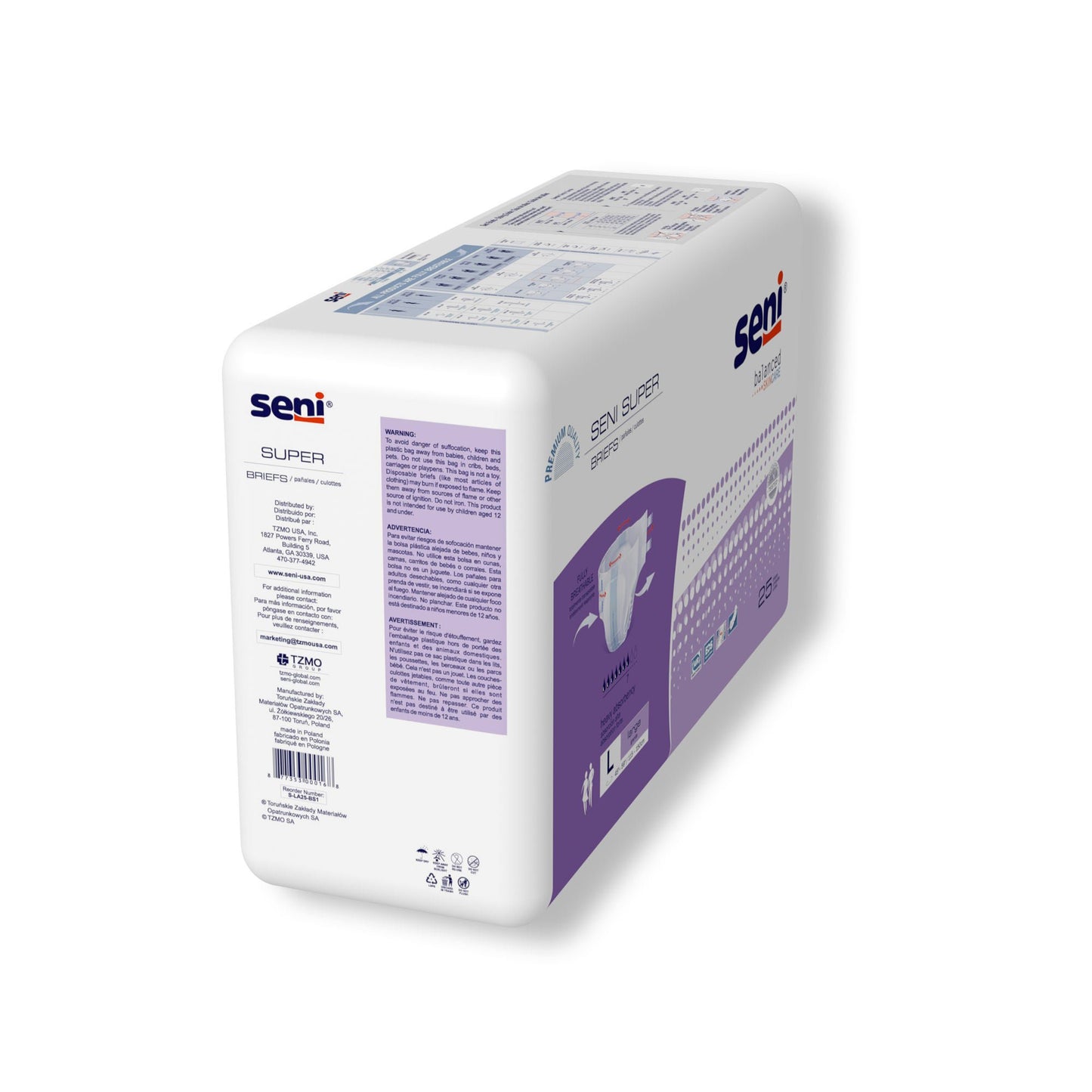 BRIEF, INCONT SENI SUPER LG 45"-59" (25/PK 3PK/CS)