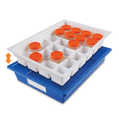 TRAY, STORAGE SAMPLE POLYSTYRENE BLU/WHT