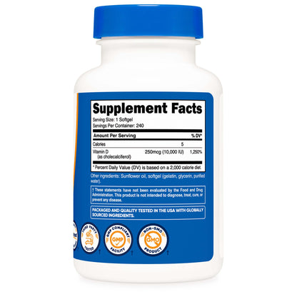 VITAMIN D3, SGEL 10,000IU (240/BT 12BT/CS)