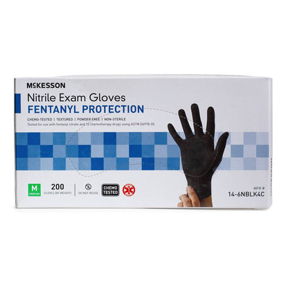 GLOVE, EXAM NTRL MED N/S CHEMO BLK (200/BX 10BX/CS)