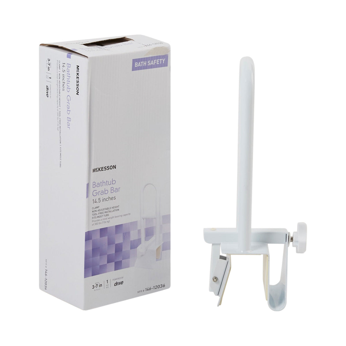 BAR, GRAB BAR CLAMP PDR COATEDWHT 14.5" (6/CS)
