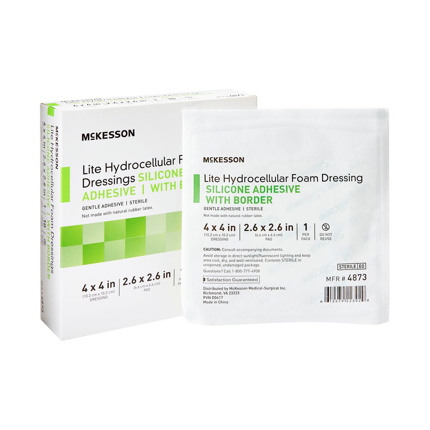 FOAM, ADH SIL LT W/BORDER 4"X4" (10/BX 20BX/CS)