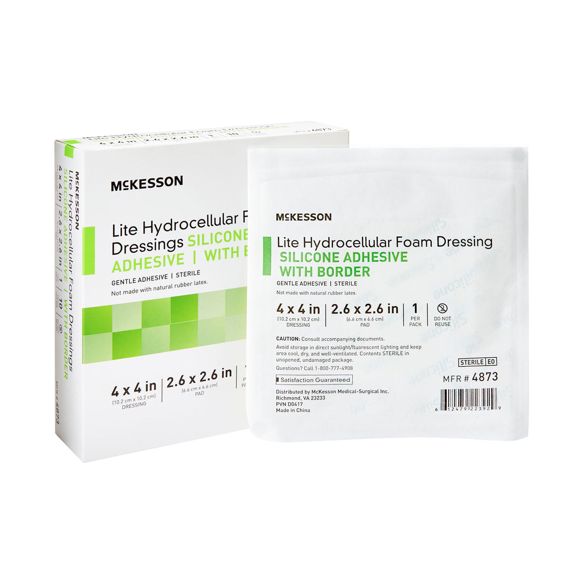 FOAM, ADH SIL LT W/BORDER 4"X4" (10/BX 20BX/CS)
