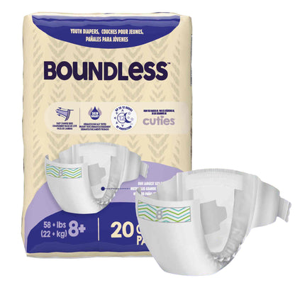 DIAPER, YOUTH CUTIES BOUNDLESSUNSX SZ8 (20/BG 4BG/CS)