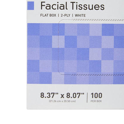 TISSUE, FACIAL FLAT BOX 2PLY WHT 8.37"X8.07" (100/BX 30BX/CS