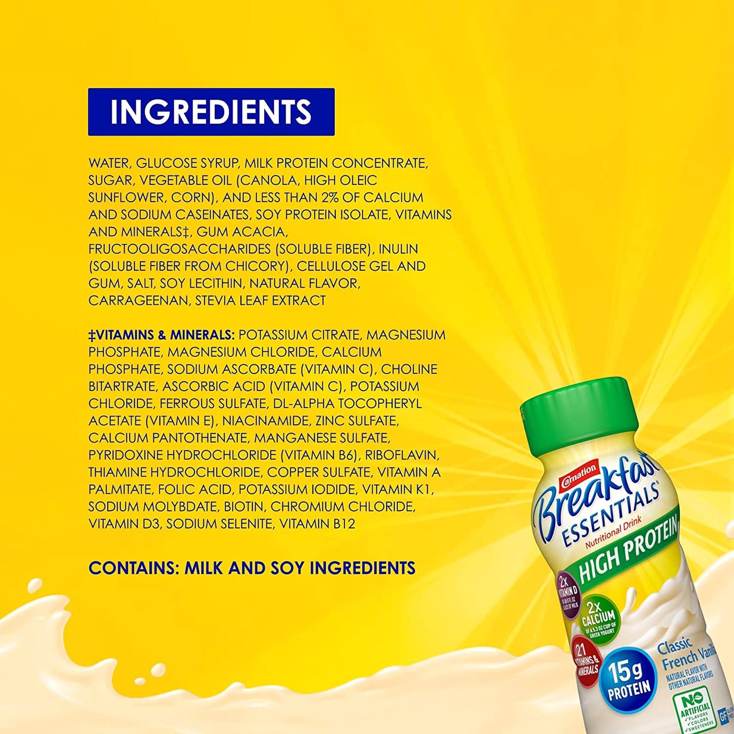 Carnation Breakfast Essentials® High Protein Vanilla Nutritional Drink, 8-oz.