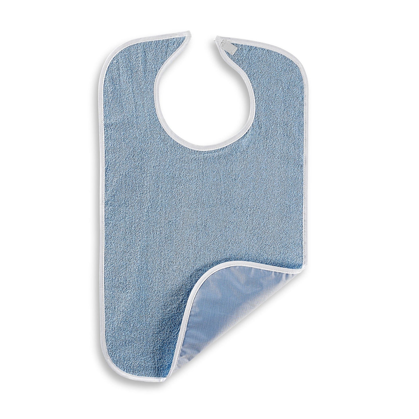 BIB, TERRY ADLT BLU W/VINYL WATERPROOF BACKING