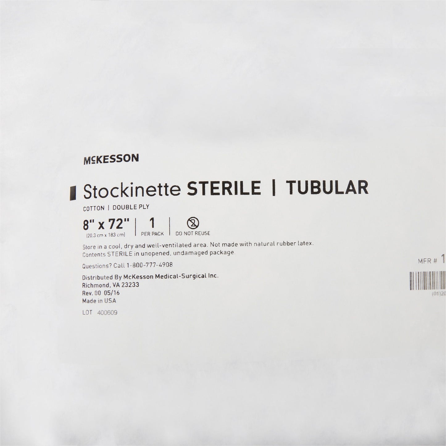 STOCKINETTE, TUBULAR 2PLY STR 8"X72" (12/CS)