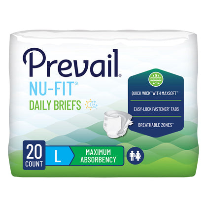 BRIEF, PREVAIL NUFIT MAX ABSRBADLT LG (20/BG 4BG/CS)