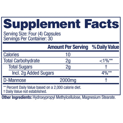 SUPPLEMENT, CAP AZO D-MANNOSE (120/BT 24BT/CS)